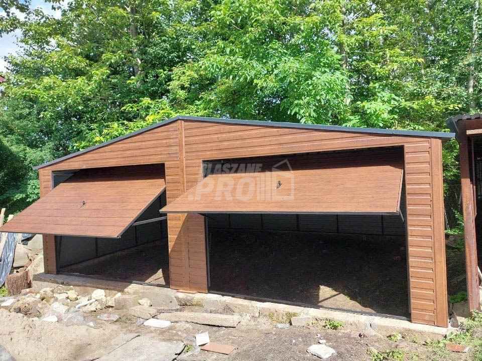 Garaż blaszany 7x5 Brama uchylna drewnopodobny Dach dwuspadowy GP203 Mysłowice - zdjęcie 6