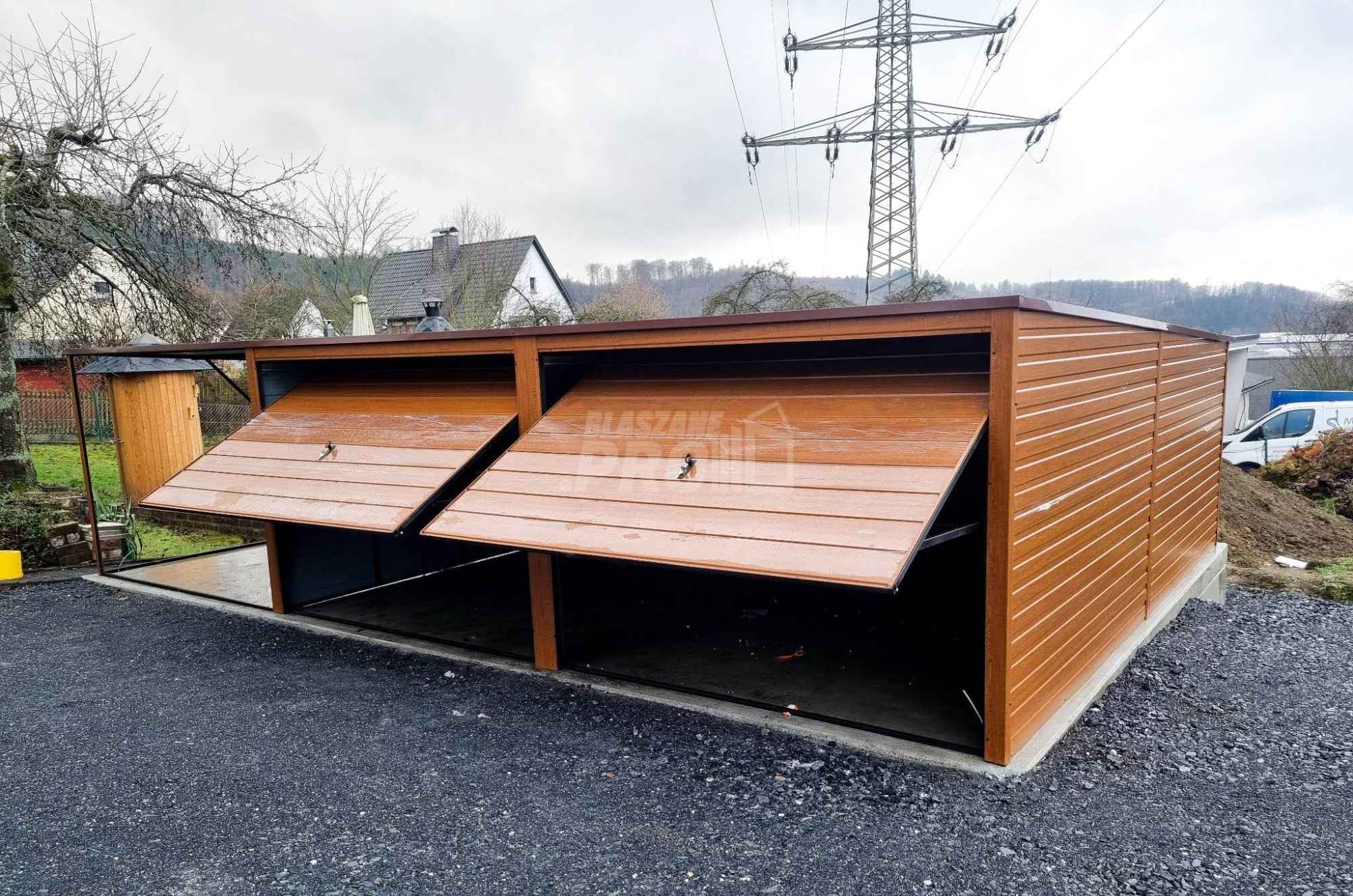 Garaż blaszany 6x6 + 3x6 wiata  Brama uchylna x2 spad w tył GP132 Nowy Sącz - zdjęcie 5