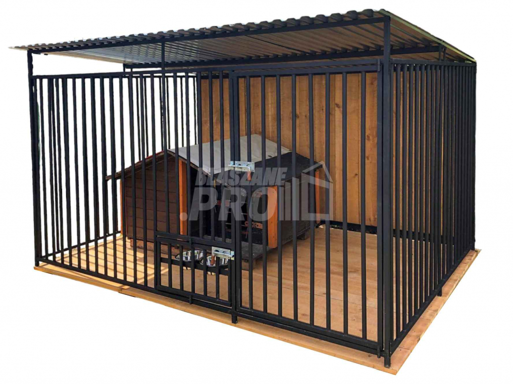 Kojec dla psów 3x2m - drewniana podłoga - Uchwyt na miski GP401 Chodzież - zdjęcie 1
