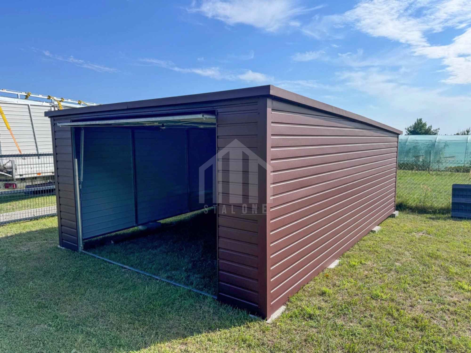 Garaż blaszany 4x5m - brama uchylna - ciemny brąz SO118 Rybnik - zdjęcie 2