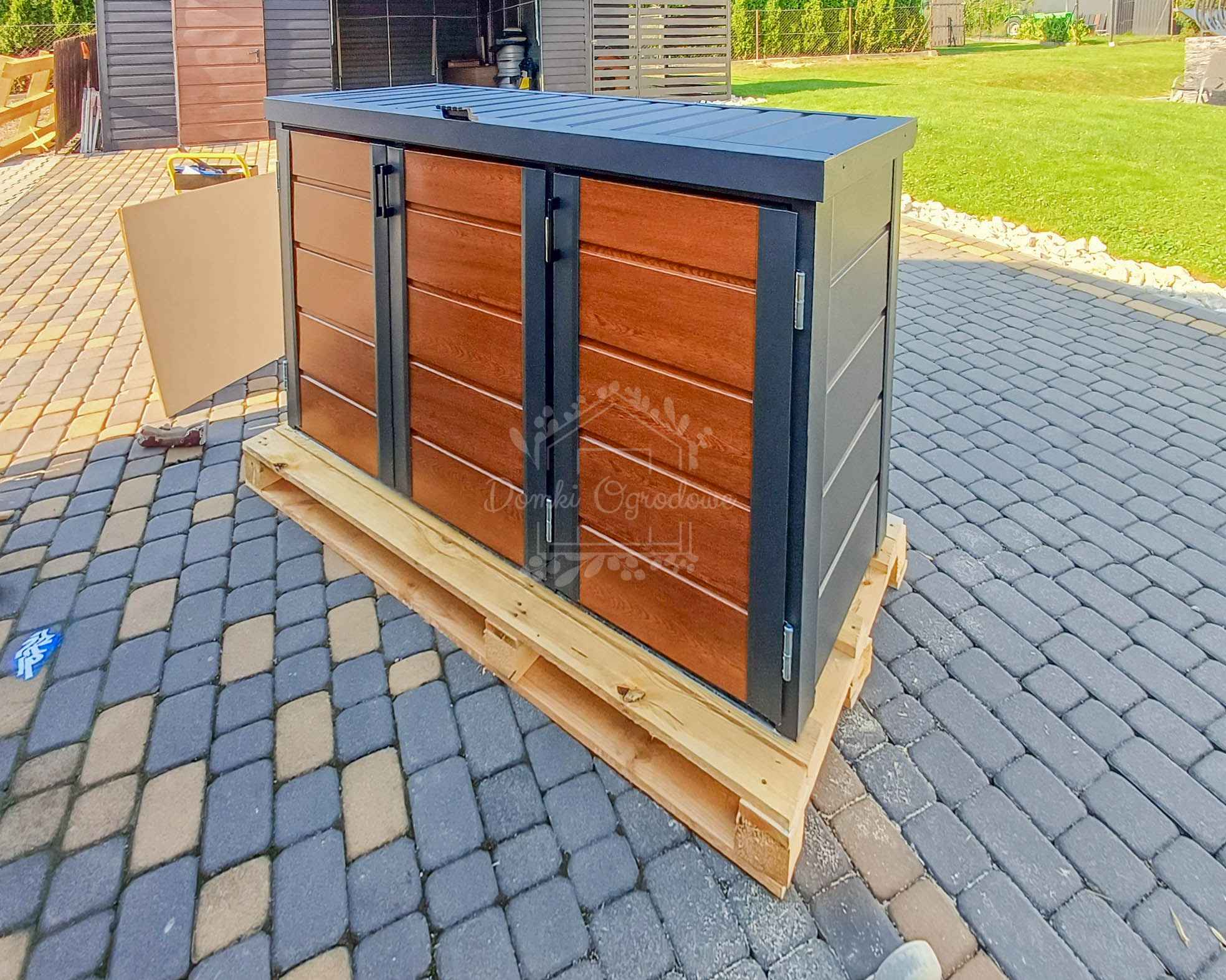 Zabudowa koszy na śmieci 207x80x120 cm 3x240L Antracyt  Orzech ID868 Inowrocław - zdjęcie 3