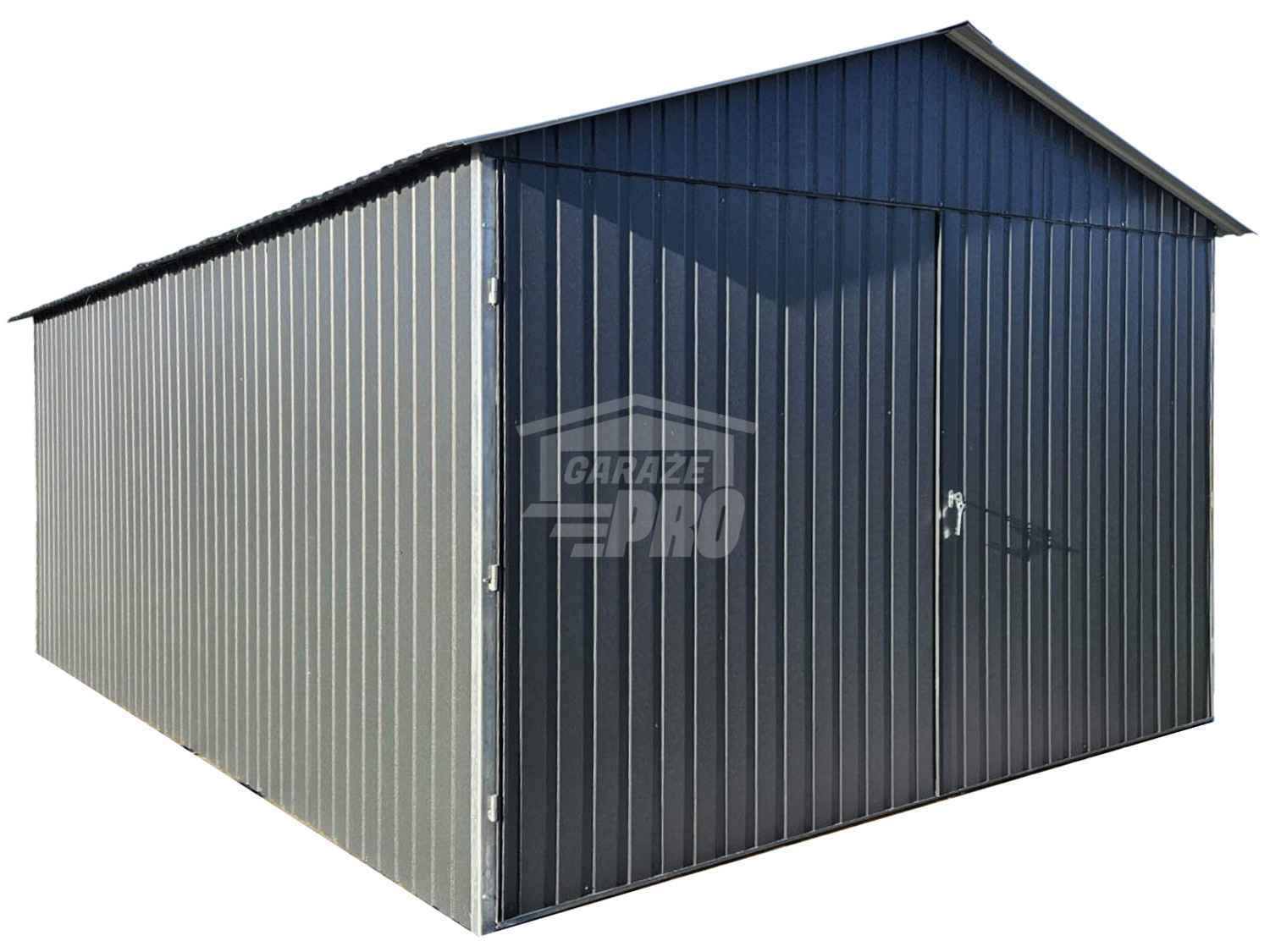 Garaż blaszany 3x6 Brama dwuskrzydłowa - antracyt - dach GP630 Śródmieście - zdjęcie 1