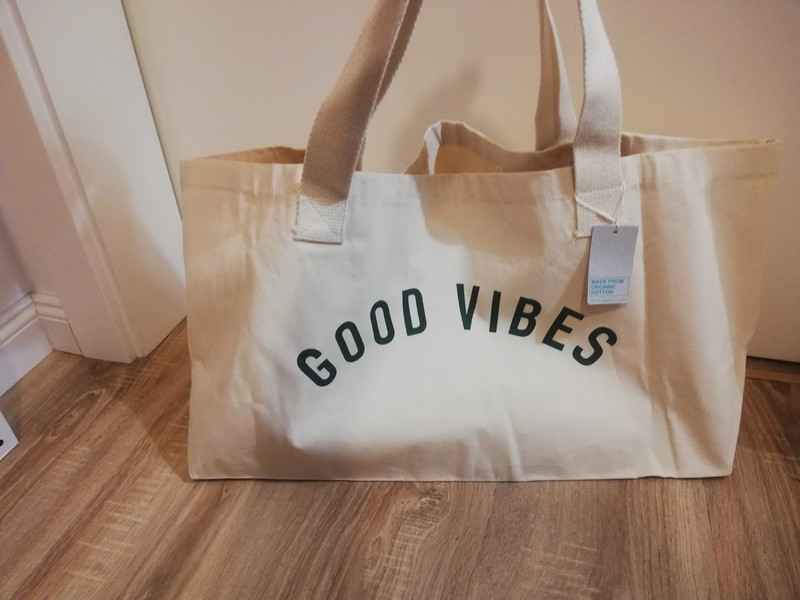 Beżowa plócienna torba podróżna, na zakupy, plażowa Good Vibes Bemowo - zdjęcie 3