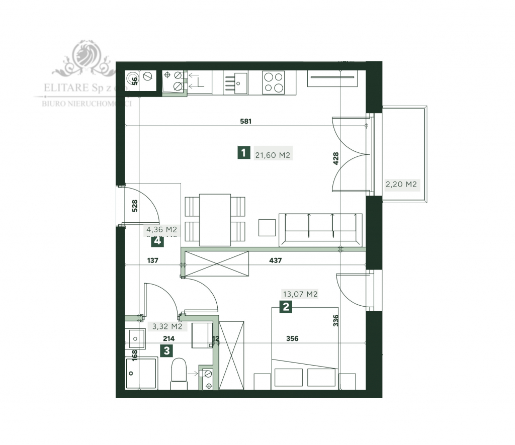 Mieszkanie 2pok. o pow 42,35m2 z balkonem/ Żerniki Wrocław - zdjęcie 3