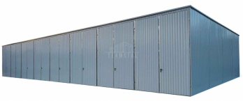 Hala blaszana 24x8m - 8x brama dwuskrzydłowa - biały -  dach TS1180