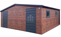 Schowek domek ogrodowy 6x4m 2x drzwi 4x okno rynny ciemny orzech SO100