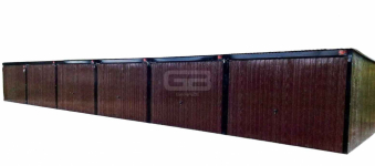 Garaż blaszany 18x5 - Brama uchylna - Ciemny brąz Dach  GB187