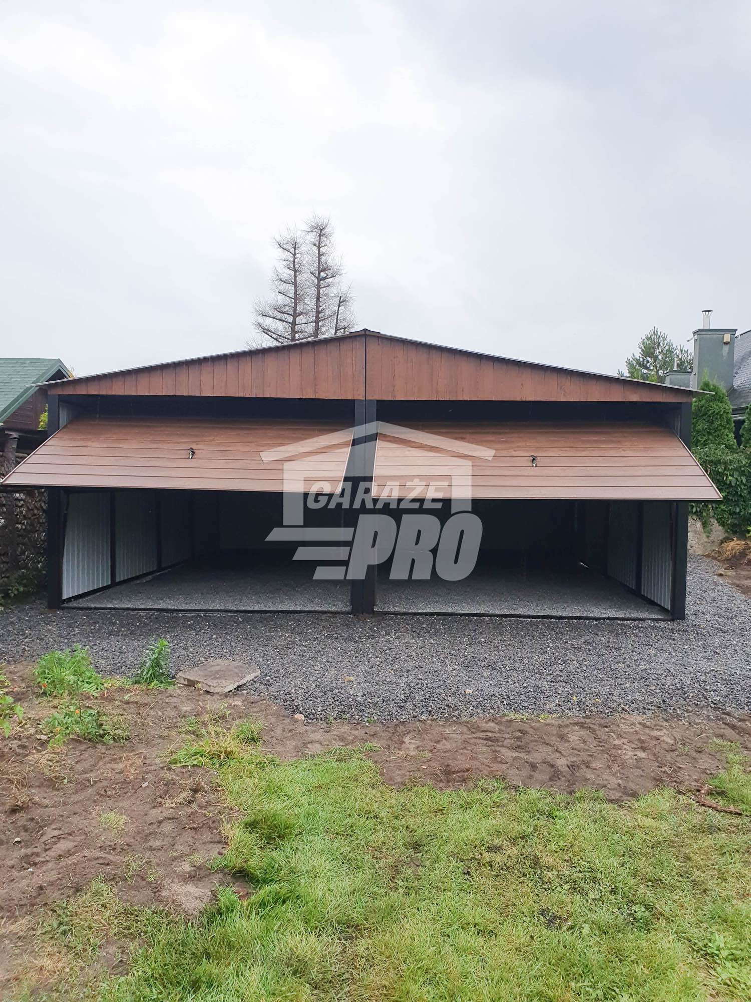 Garaż blaszany 6x7  uchylna drewnopodobny Dach dwuspadowy GP150 Słupsko - zdjęcie 6