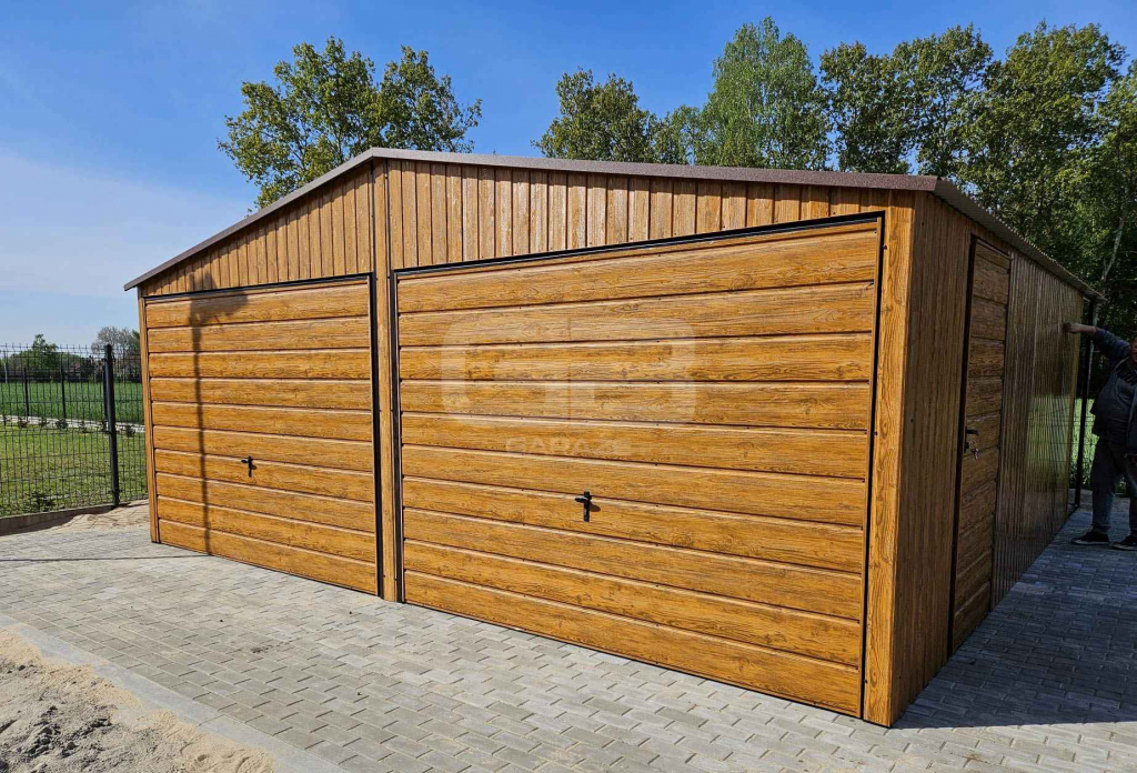 Garaż blaszany 6x6m + wiata 6x1m wolnostojący 2x brama drzwi GB182 Police - zdjęcie 2