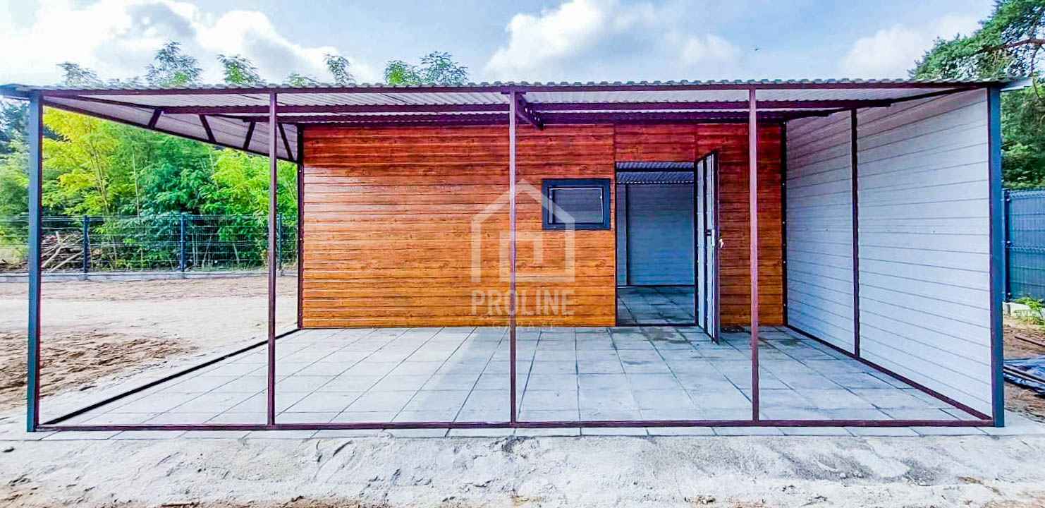 Garaż Blaszany 4x6m + Wiata 4x6m Brama Uchylna Okno Drzwi -dach PLG141 Braniewo - zdjęcie 9