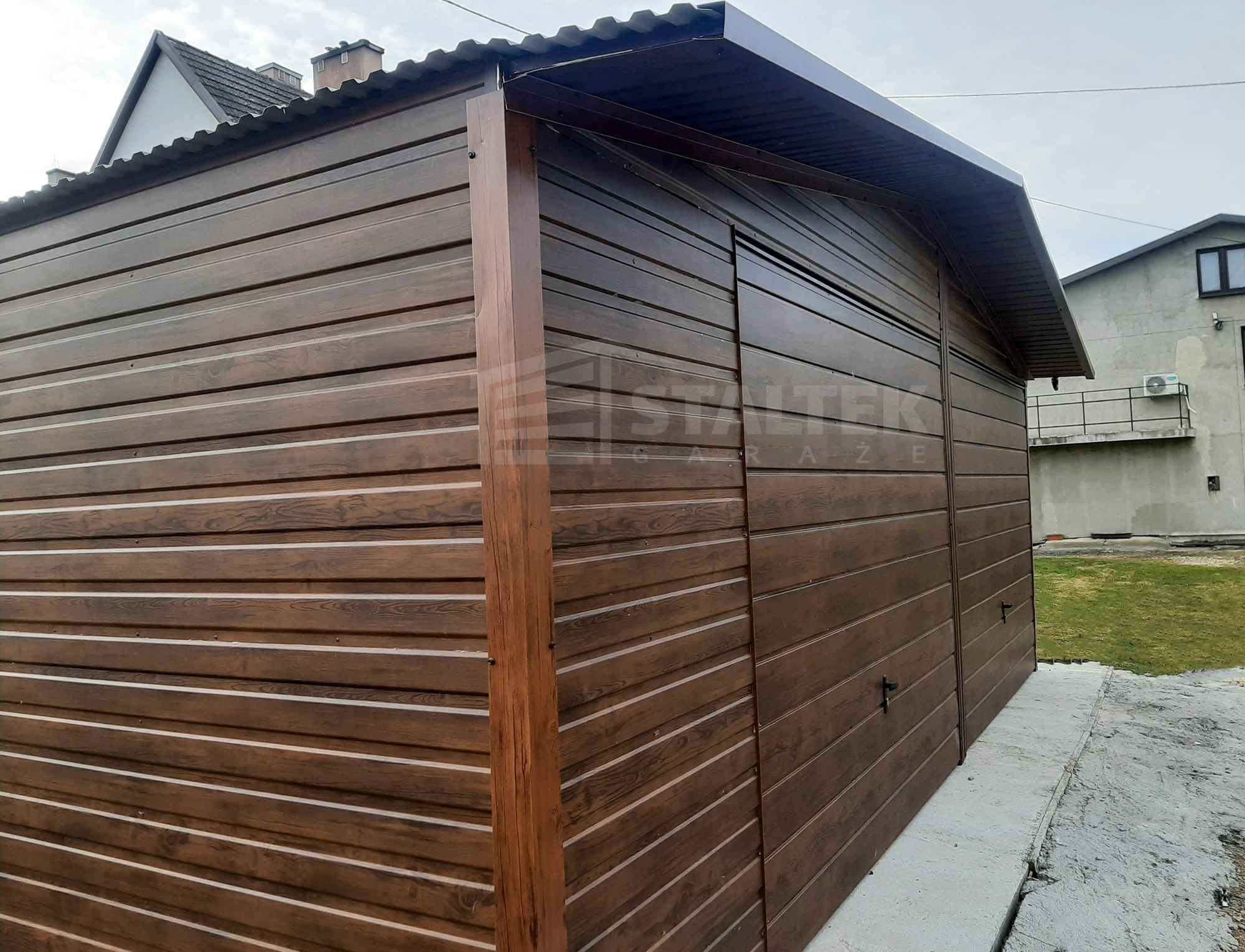 Garaż blaszany 7x6m 2x Brama  drewnopodobny Dach  rynny ST165 Kalisz - zdjęcie 3