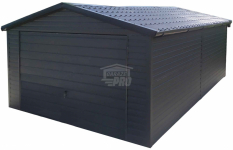 Garaż blaszany 4x6m - Brama uchylna - Blachodachówka  rynny dach GP583