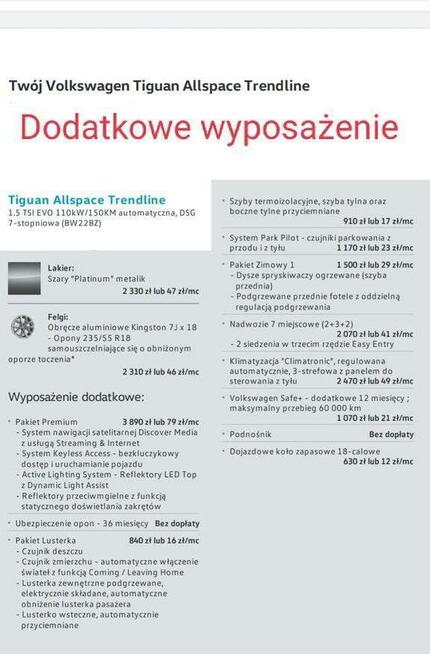 VW Tiguan Allspace 1.5 DSG, 7 os, krajowy Płock - zdjęcie 9