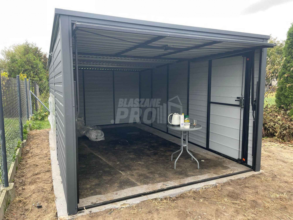 Garaż blaszany 3x5m  Brama uchylna + drzwi  Dach spad w tył GP229 Sieradz - zdjęcie 8
