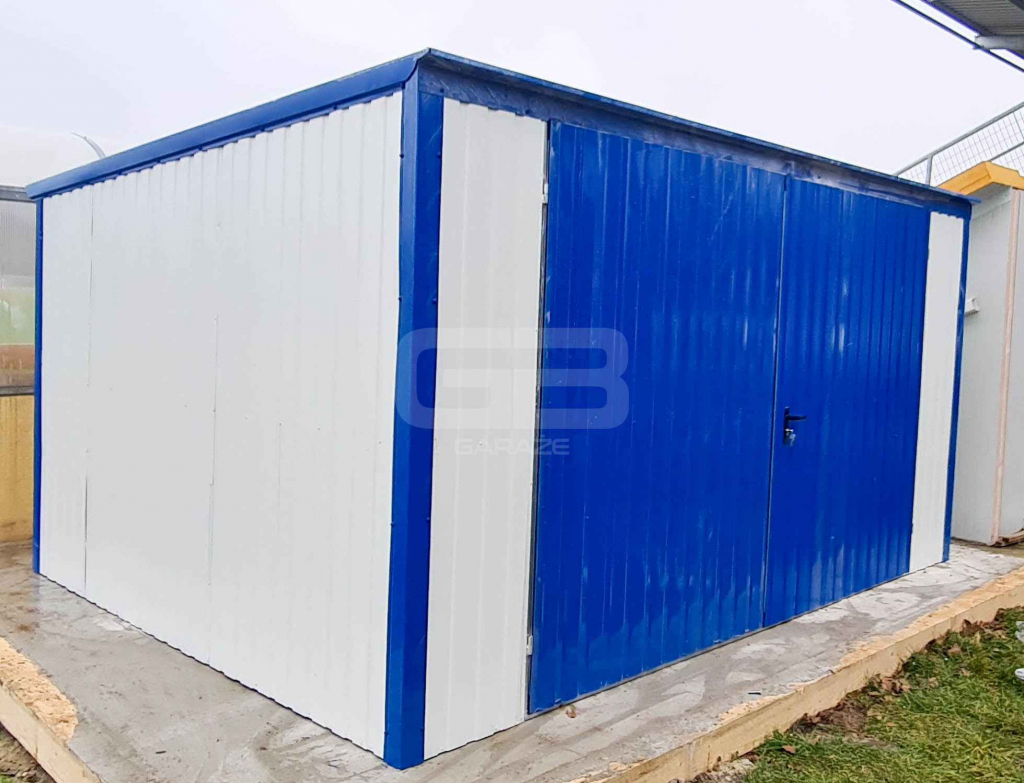 GARAŻ BLASZANY 4m x 5m pion spad w tył Brama niebieski + biały GB159 Gdańsk - zdjęcie 5