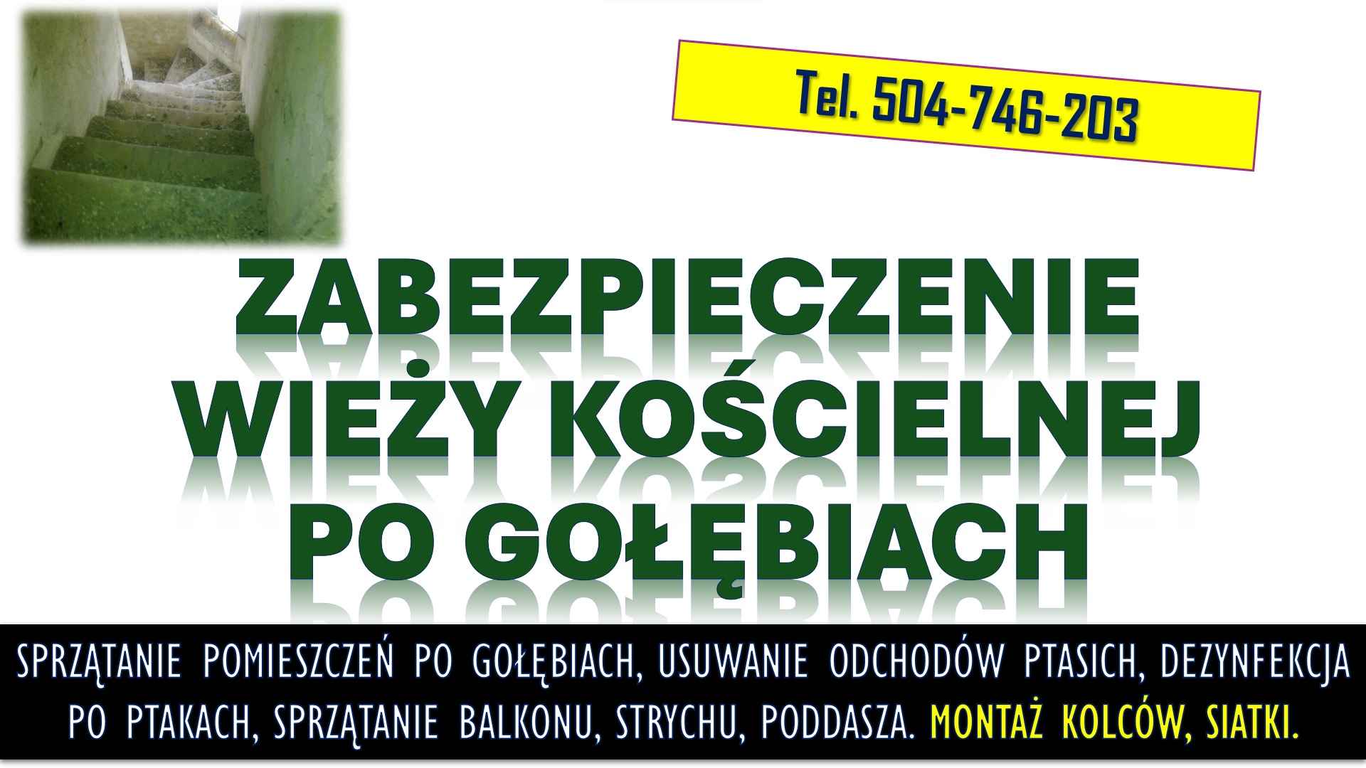 Sprzątanie wieży kościelnej po gołębiach. T.504746203 Ptasich odchodów Psie Pole - zdjęcie 3