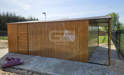 Garaż blaszany 6x6m + wiata 6x1m wolnostojący 2x brama drzwi GB182 Police - zdjęcie 3