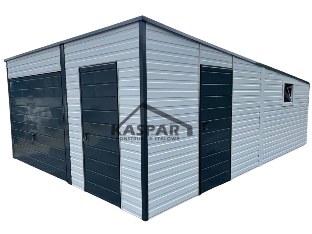 Garaż blaszany 5x6 2x Brama uchylna  biały spad w tył  GP121 Przemyśl - zdjęcie 1