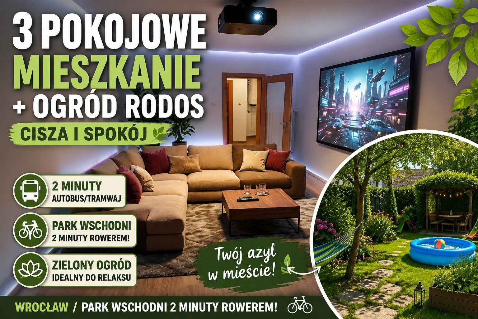 3pok, 49met, okolice Gliwickiej ROZKŁAD/PIWNICA/OGRÓD (Wrocław) Krzyki - zdjęcie 1