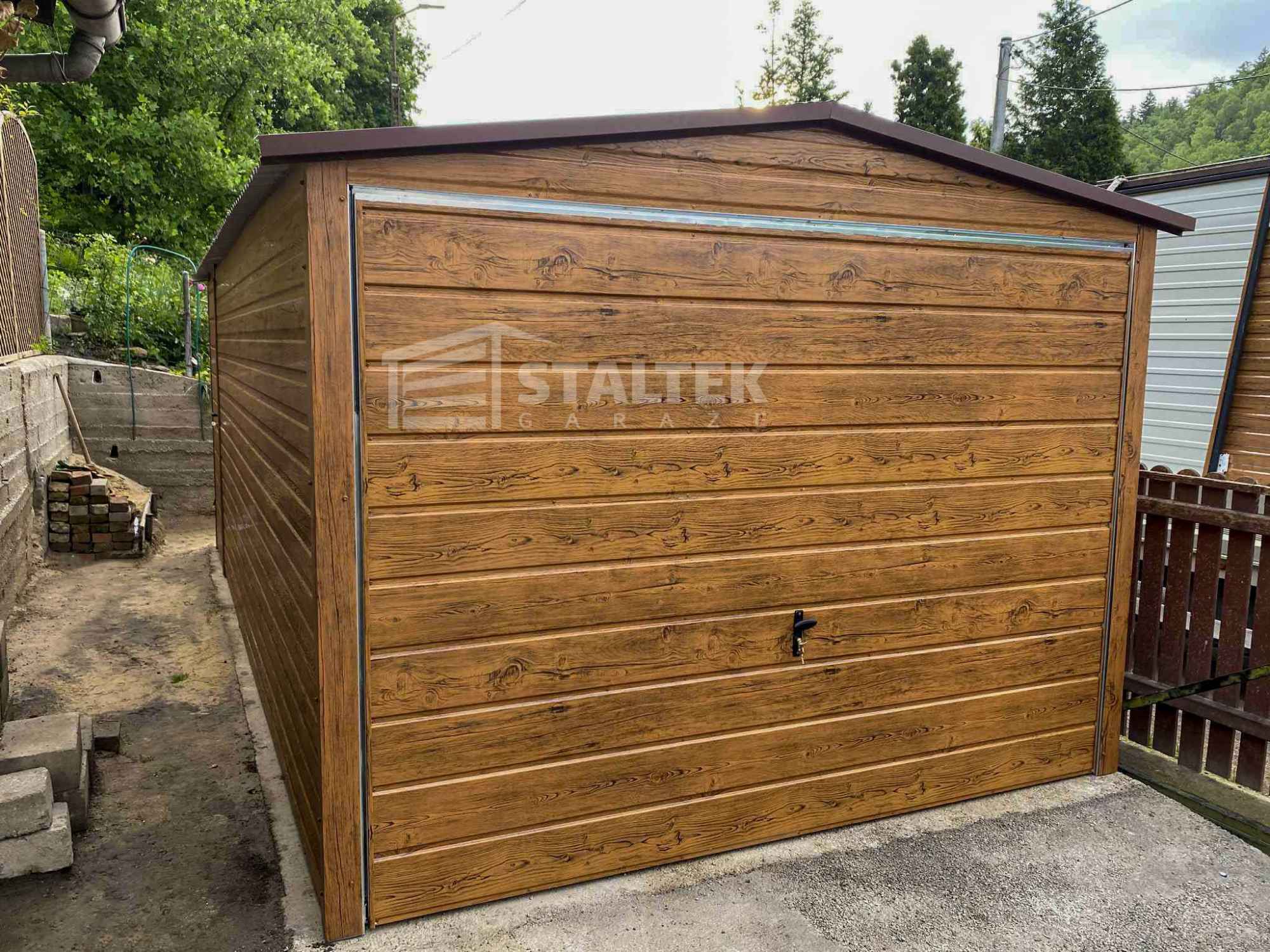Garaż blaszany 3x5m - Brama uchylna drewnopodobny dach ST155 Kalisz - zdjęcie 2