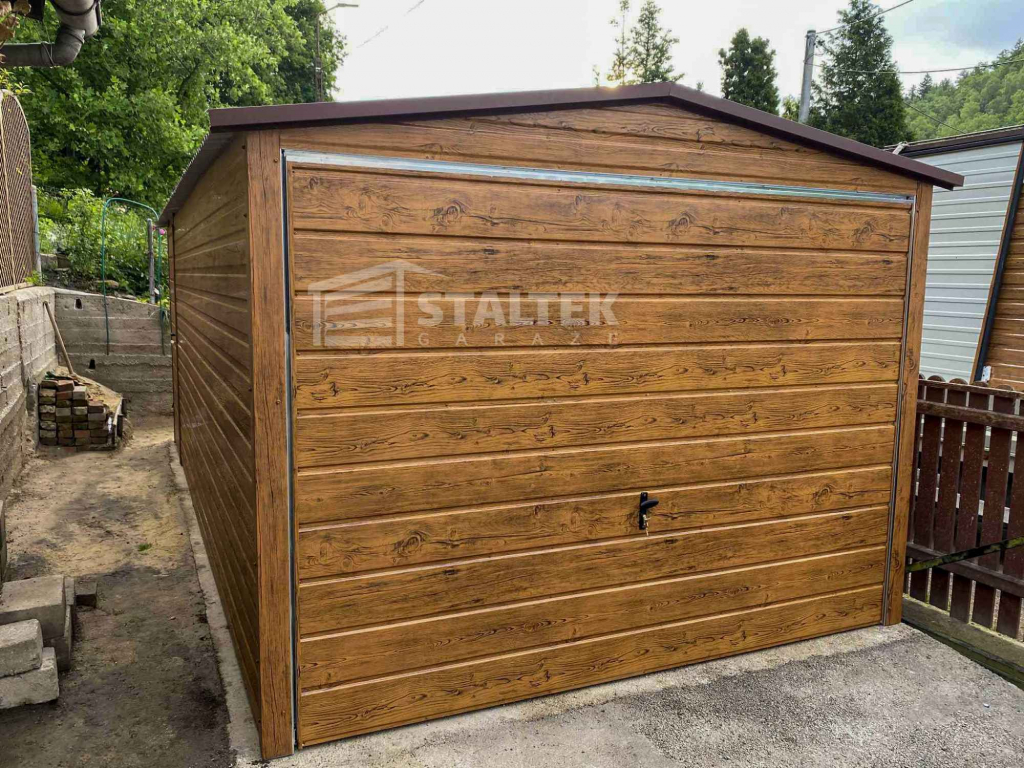 Garaż blaszany 3x5m - Brama uchylna drewnopodobny dach ST155 Kalisz - zdjęcie 2