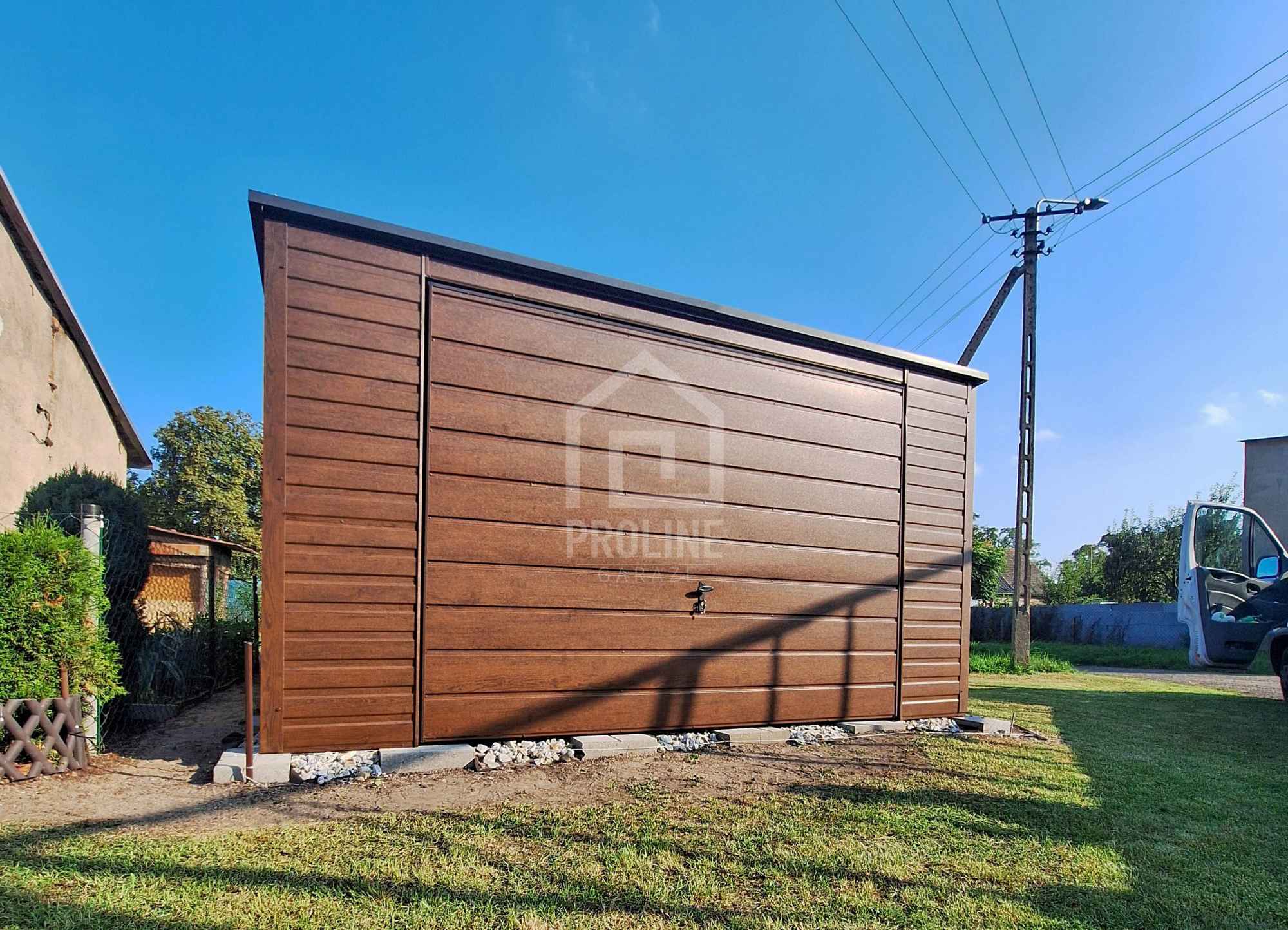 Garaż Blaszany 4x5 Brama uchylna rynna drewnopodobny Spad w tył PLG174 Słubice - zdjęcie 2