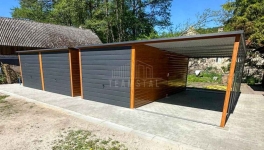 Garaż blaszany 6x6 m - 2x brama uchylna drewnopodobny  dach  TS1318 Przasnysz - zdjęcie 3