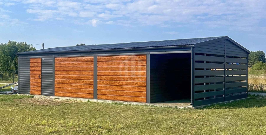 Garaż blaszany 9x6m wiata 2m 2x brama drzwi 4x okno rynna dach SO156 Gliwice - zdjęcie 3