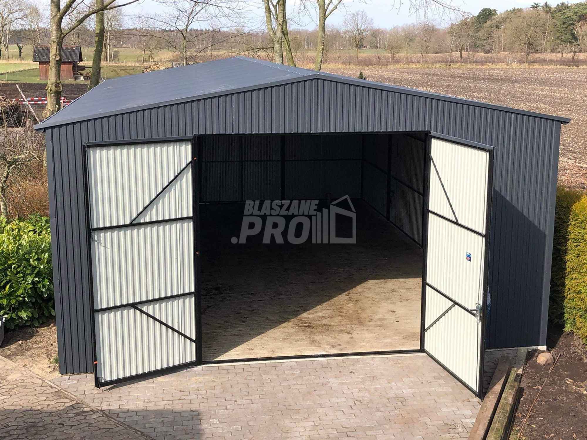 Hala Garaż blaszany 6x7 Brama dwuskrzydłowa antracyt dwuspad GP194 Włocławek - zdjęcie 6