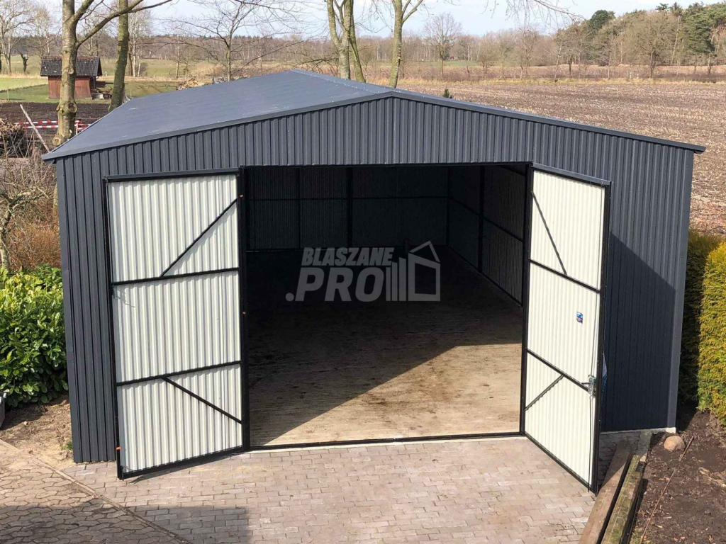 Hala Garaż blaszany 6x7 Brama dwuskrzydłowa antracyt dwuspad GP194 Włocławek - zdjęcie 6