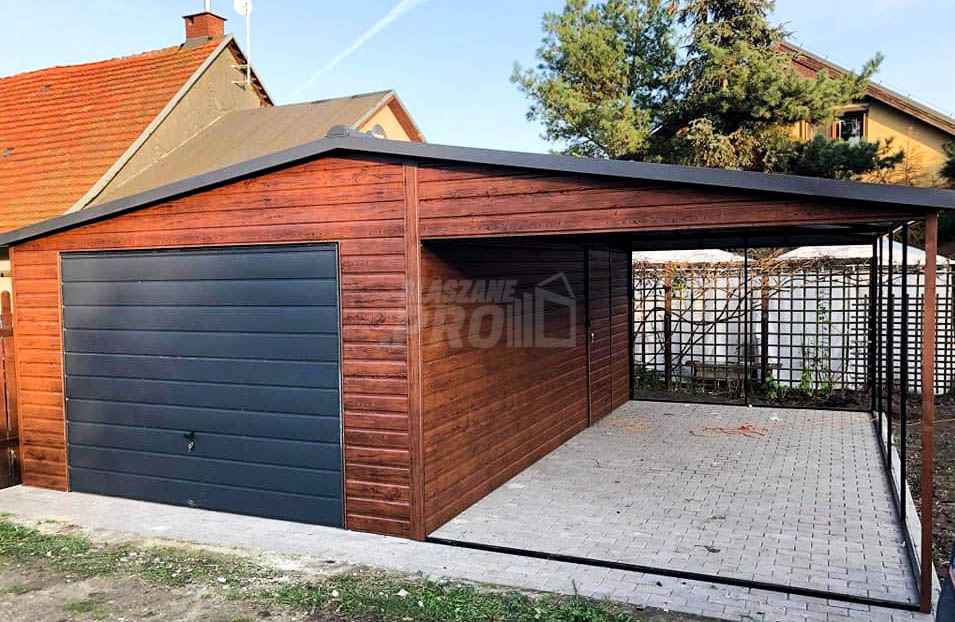Garaż blaszany 4x6 + wiata 3m Brama uchylna - Blachodachówka GP88 Żnin - zdjęcie 12
