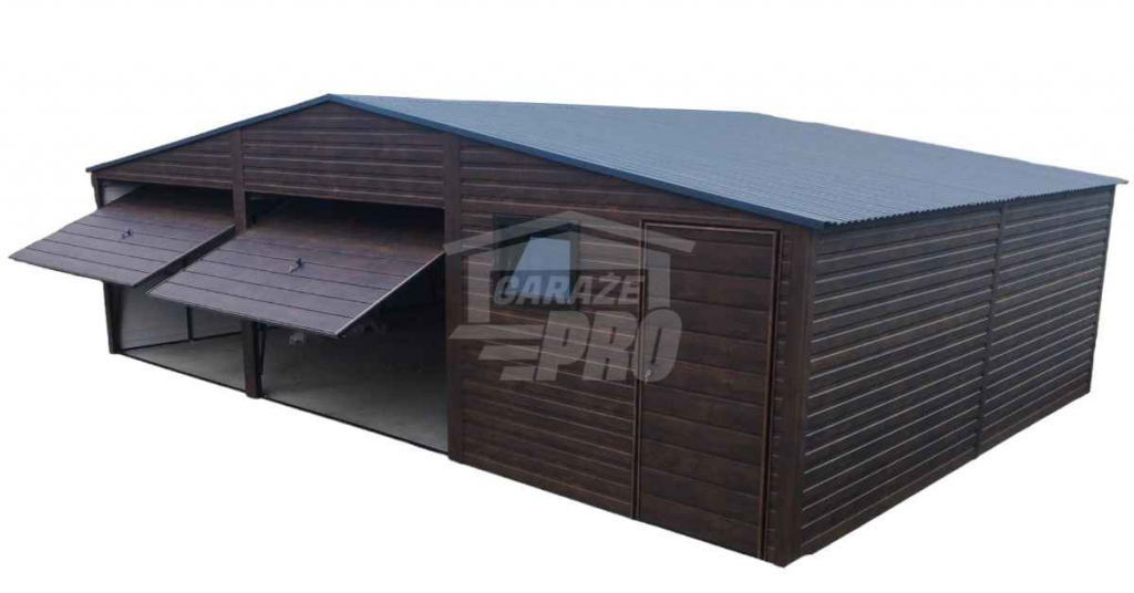 Garaż blaszany 9x6 - 2x Brama uchylna  Ciemny orzech Antracyt GP280 Gdynia - zdjęcie 1