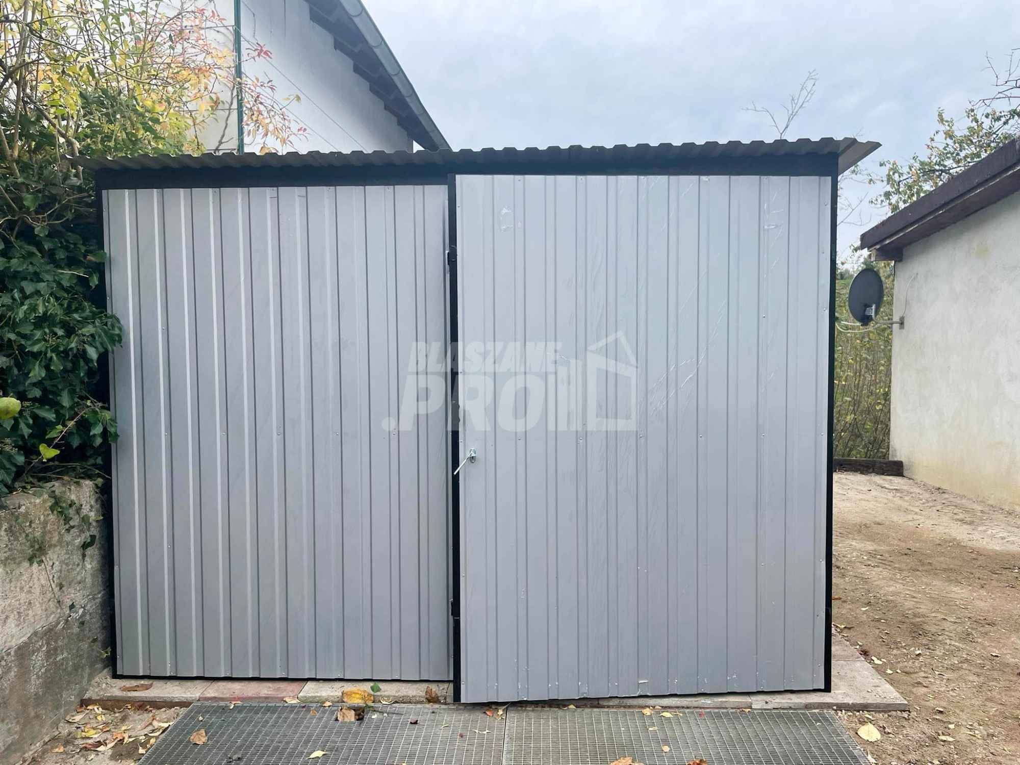 Garaż blaszany 3x5 Brama dwuskrzydłowa  szary spad w tył GP101 Czersk - zdjęcie 2