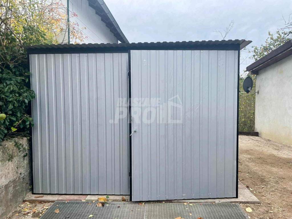 Garaż blaszany 3x5 Brama dwuskrzydłowa  szary spad w tył GP101 Czersk - zdjęcie 2