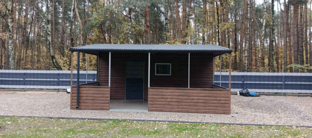 Garaż Blaszany z wiatą oblachowaną 6×5 Ciemny Orzech, Drzwi, Okno Tczew - zdjęcie 3