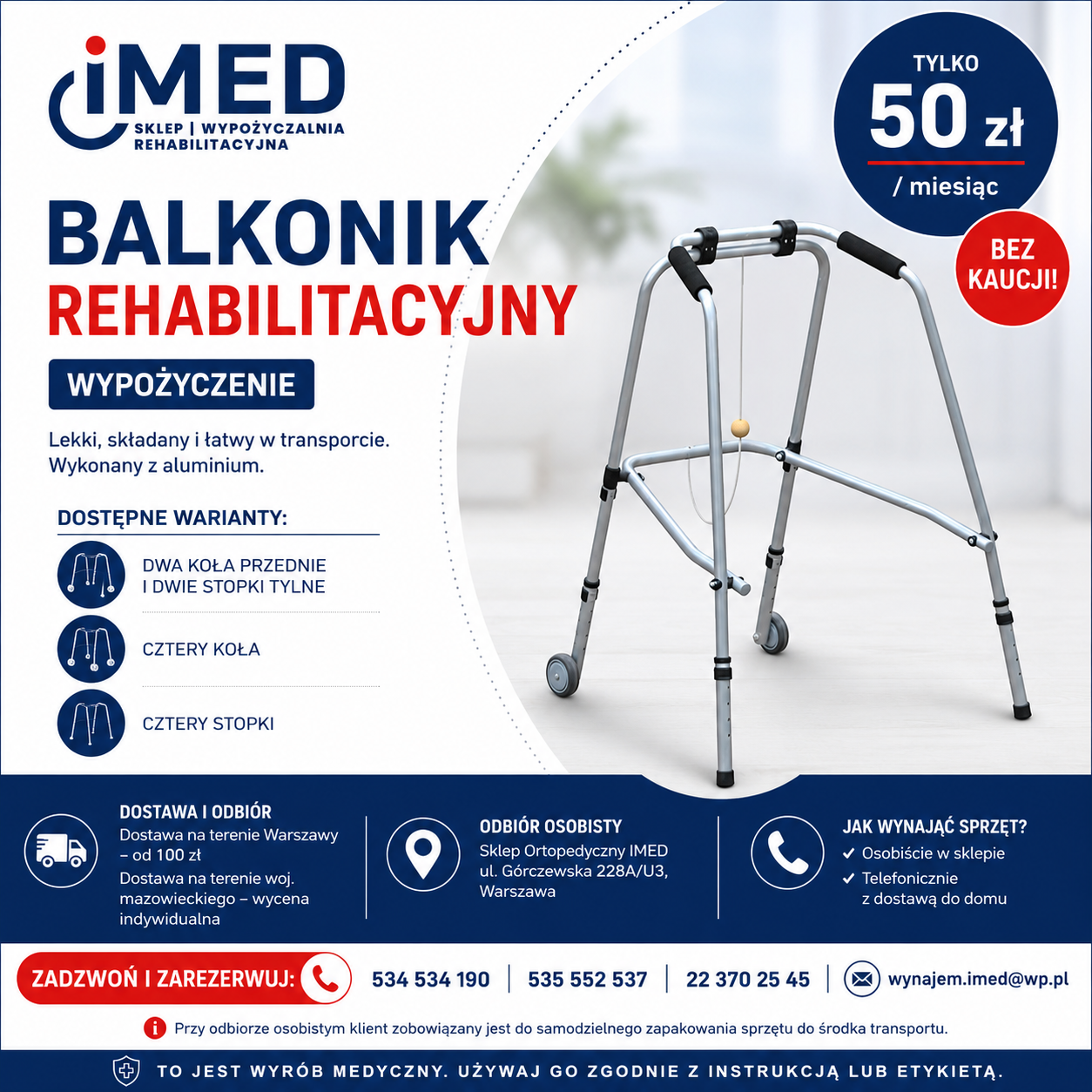 Balkonik rehabilitacyjny – wynajem Warszawa Bemowo - zdjęcie 1