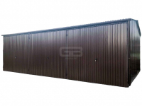 Garaż blaszany 9x5 - 3x Brama dwuskrzydłowa  - Rynny  Dach GB186