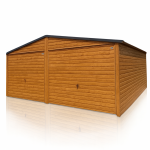 Garaż blaszany dwustanowiskowy 6×5m brama uchylna, dach dwuspadowy