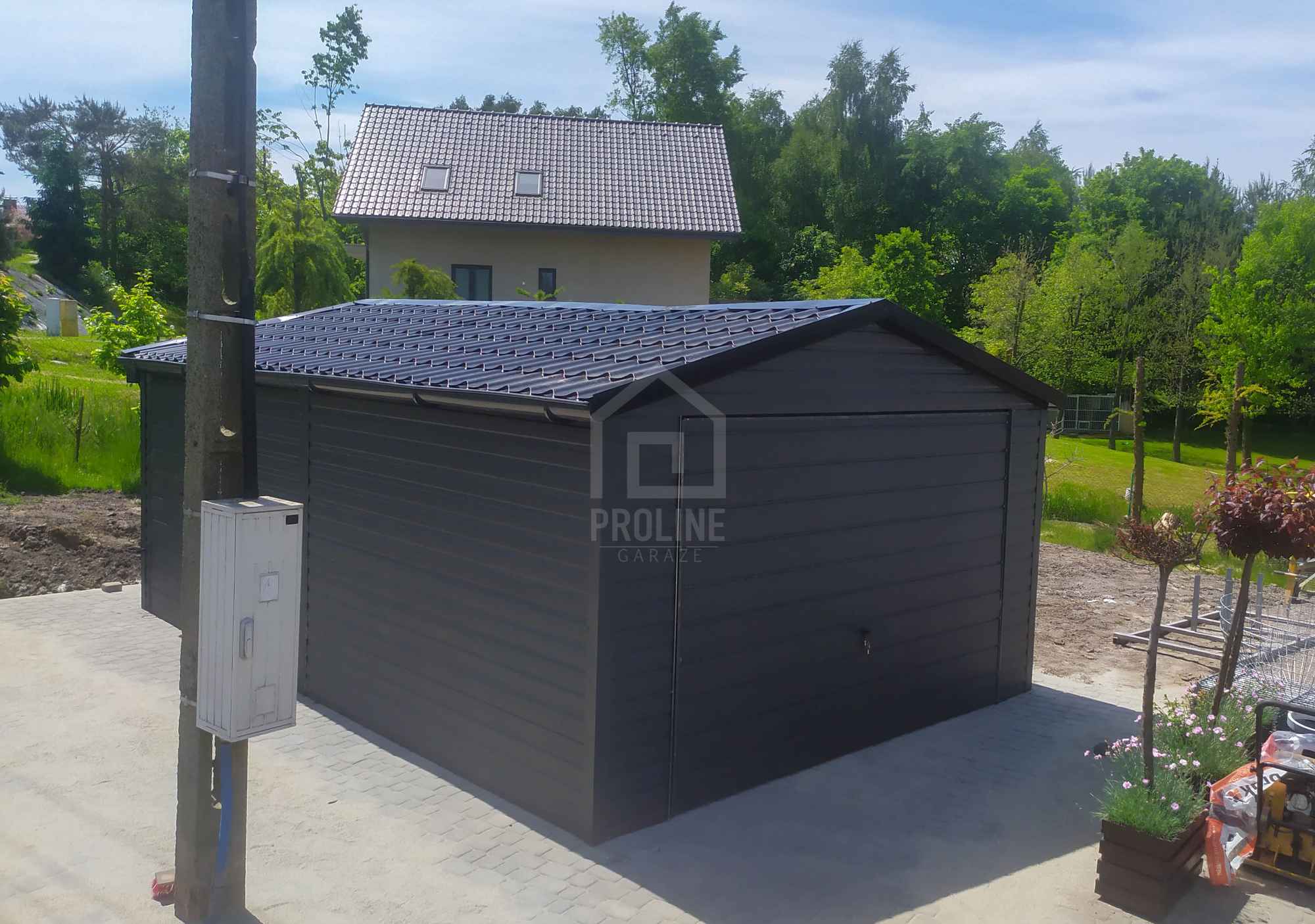 Garaż blaszany 4x6m Blachodachówka Brama uchylna rynny dwuspad PLG175 Świebodzin - zdjęcie 3