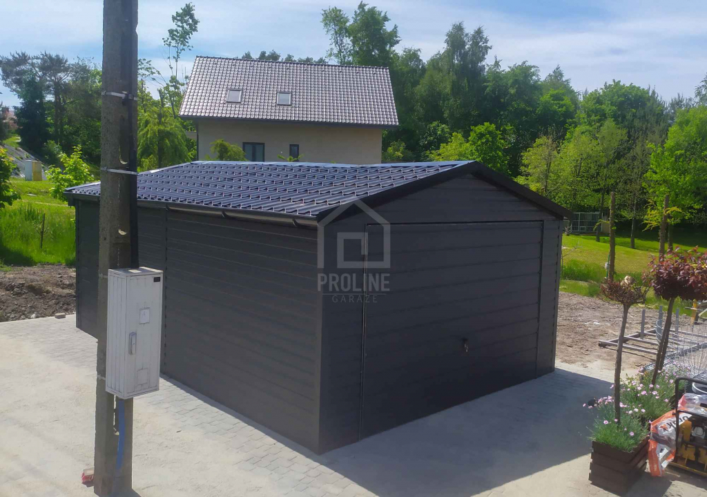 Garaż blaszany 4x6m Blachodachówka Brama uchylna rynny dwuspad PLG175 Świebodzin - zdjęcie 3