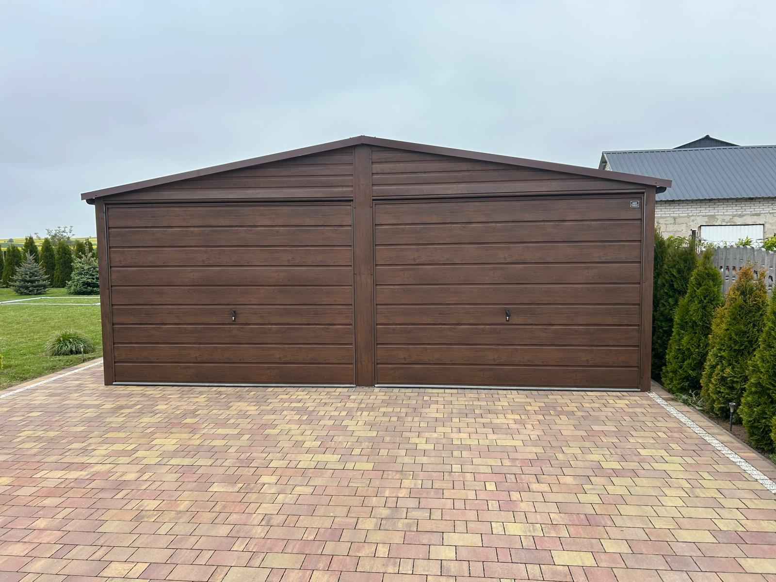 Garaż Blaszany dwustanowiskowy dwuspadowy 6x6 Ciemny Orzech PREMIUM Radom - zdjęcie 3