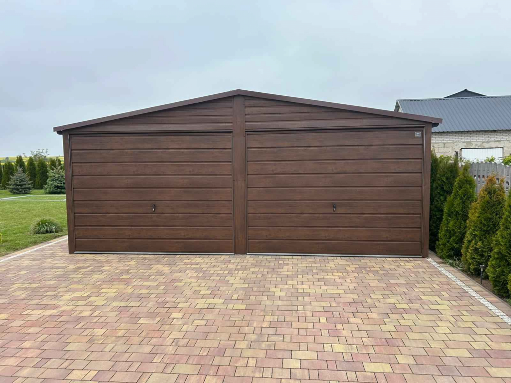Garaż Blaszany dwustanowiskowy dwuspadowy 6x6 Ciemny Orzech PREMIUM Radom - zdjęcie 3