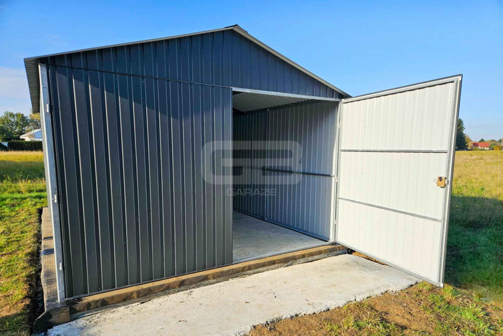 Garaż blaszany 3x6m - wolnstojący brama dwuskrzydłowa dwuspadowy GB155 Gliwice - zdjęcie 3