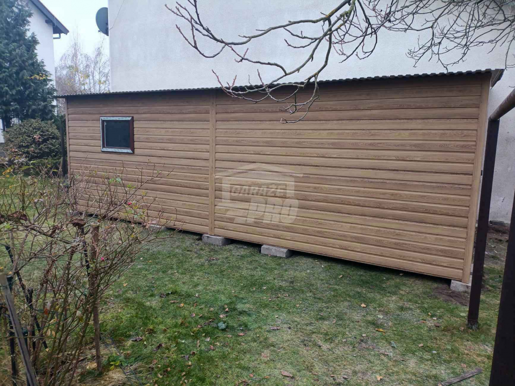 Garaż blaszany 4x7m Brama dwuskrzydłowa okno drewnopodobny dach GP519 Bydgoszcz - zdjęcie 2
