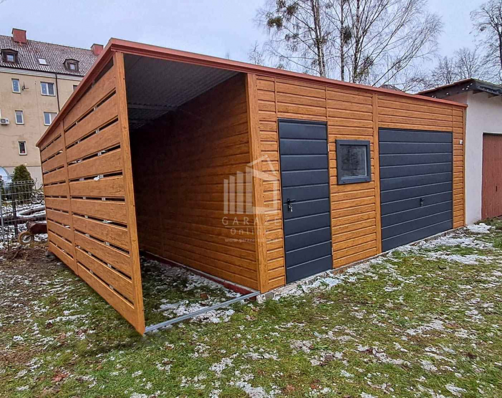 Garaż blaszany 6x6m + Wiata 1,5m - Brama uchylna drzwi okno ID968 Lubin - zdjęcie 3