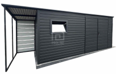 Schowek - Domek Ogrodowy 5x2m + wiata 1m  Drzwi  Okno dac w tył PLG128