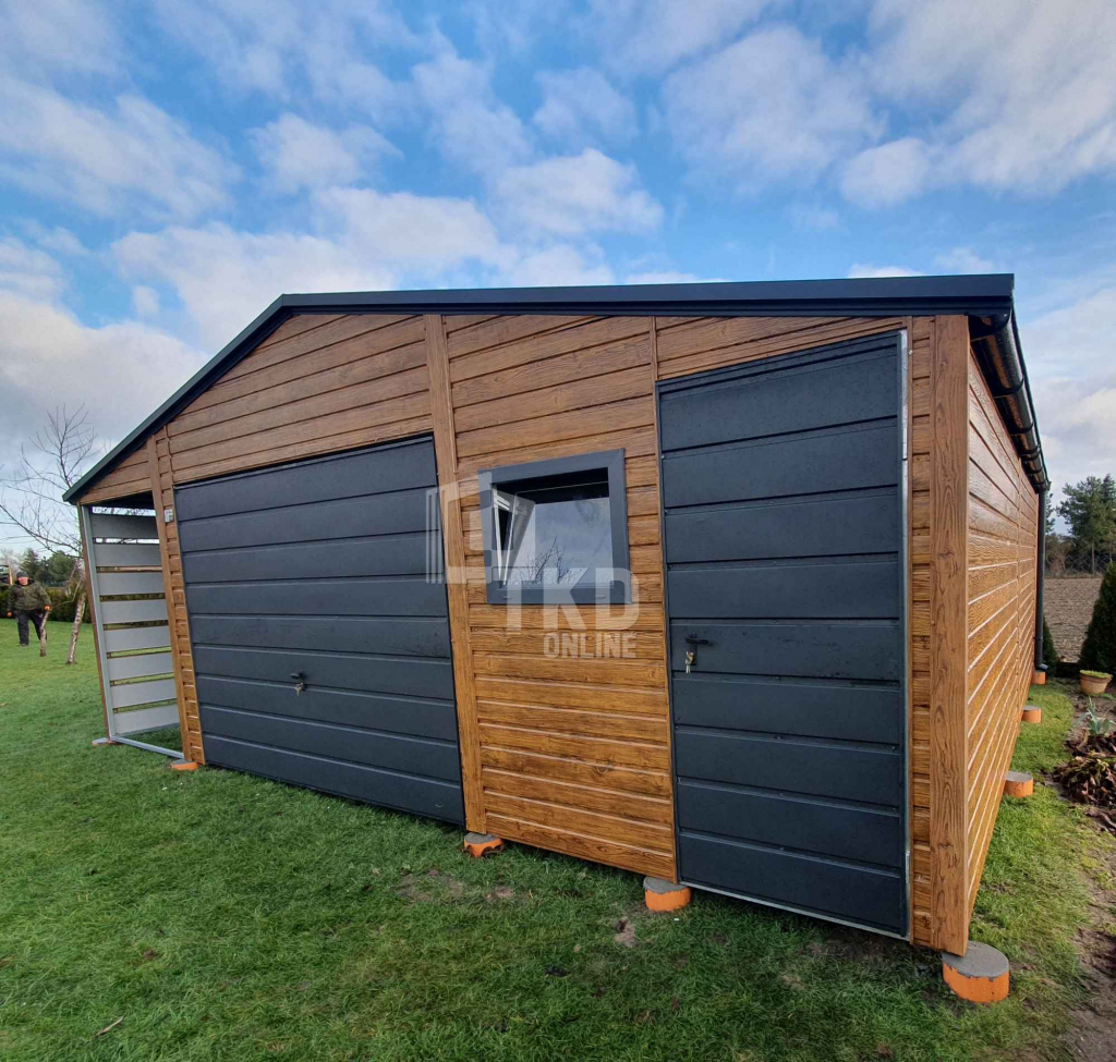 Garaż Blaszany 5x6 + wiata 1,5x6 Brama - okno drewnopodobny TKD147 Słupsk - zdjęcie 7