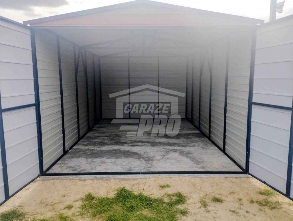 Garaż blaszany 3x5 Brama + drzwi - Brąz dwuspadowy GP210 Włocławek - zdjęcie 5