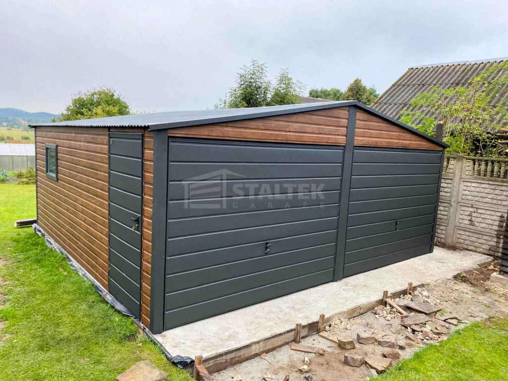 Garaż blaszany 6x5,8 2x brama uchylna drzwi okno  dach  ST247 Gniezno - zdjęcie 3