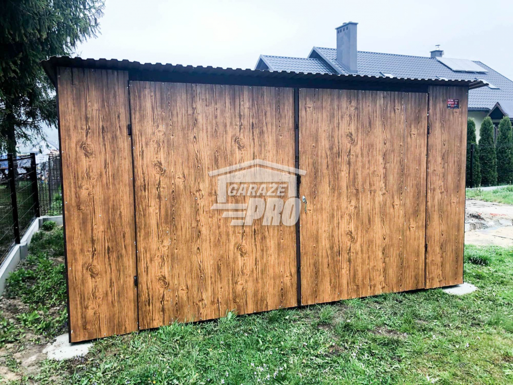Garaż blaszany 4x6 Brama Drewnopodobny  Dach spad w tył  GP110 Jelenia Góra - zdjęcie 3